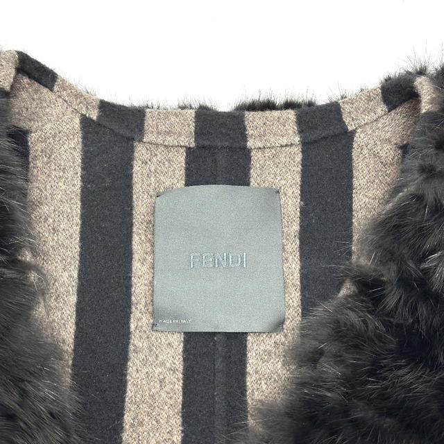 Fendi FENDI Women's Mouton/Fur Long Coat Black/Navy - view 3