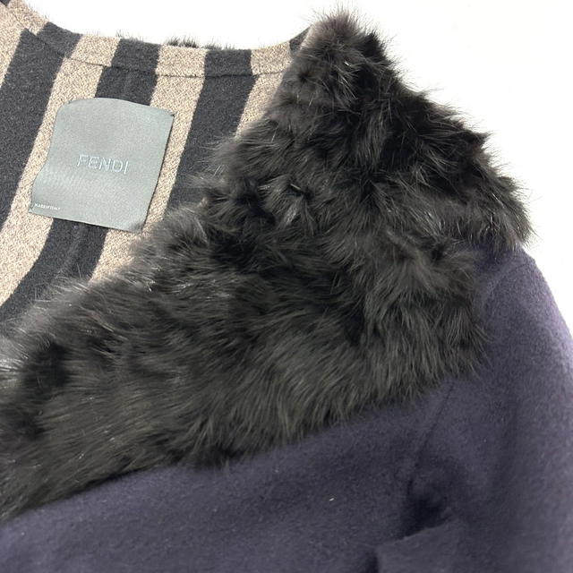 Fendi FENDI Women's Mouton/Fur Long Coat Black/Navy - view 4