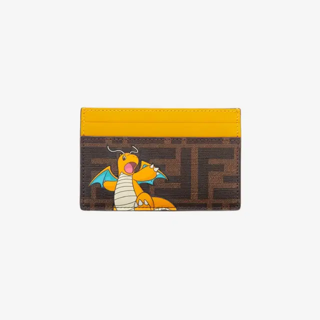 Fendi Fendi x Fragment x Pokemon Brown FF Fabric Card Holder Yellow - view 1