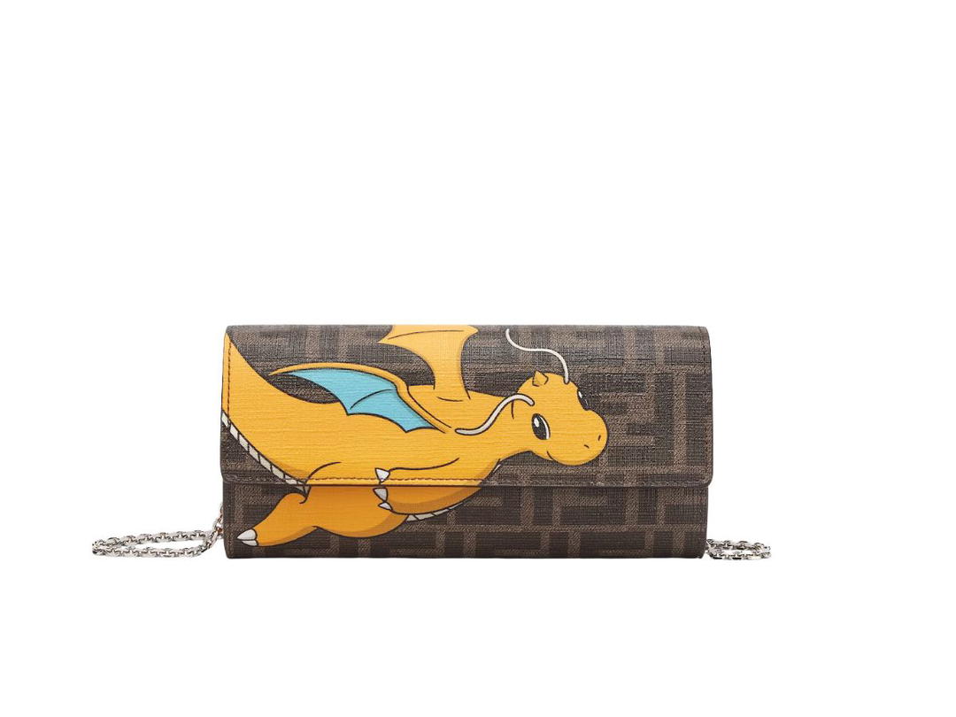 Fendi Fendi x FRGMT x POKÉMON Continental With Chain In Brown FF Fabric Wallet With Palladium-Finish Metalware