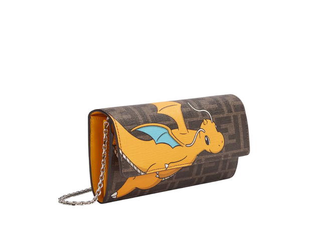 Fendi Fendi x FRGMT x POKÉMON Continental With Chain In Brown FF Fabric Wallet With Palladium-Finish Metalware - view 2