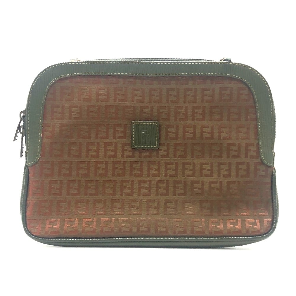 Fendi FENDI Zucchino 2WAY/logo Clutch bag Shoulder Bag Canvas/Leather Brown