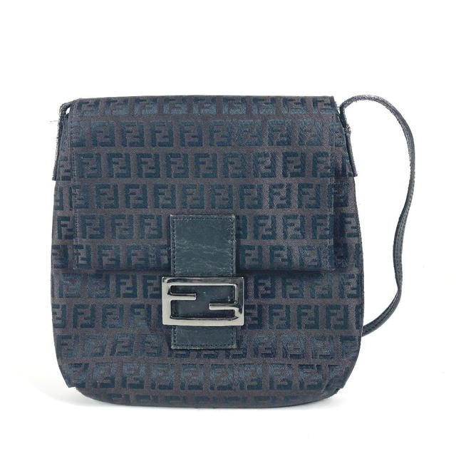 Fendi FENDI Zucchino Bag Flap Pochette Crossbody Shoulder Bag Canvas/Leather Black - view 2