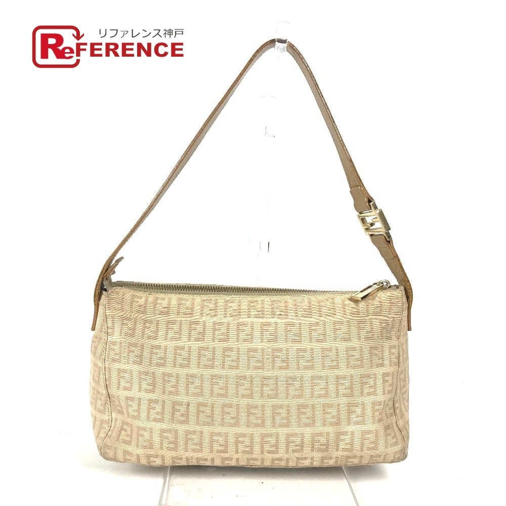 Fendi FENDI Zucchino Zucca logo bag Shoulder Bag Leather/Canvas Beige