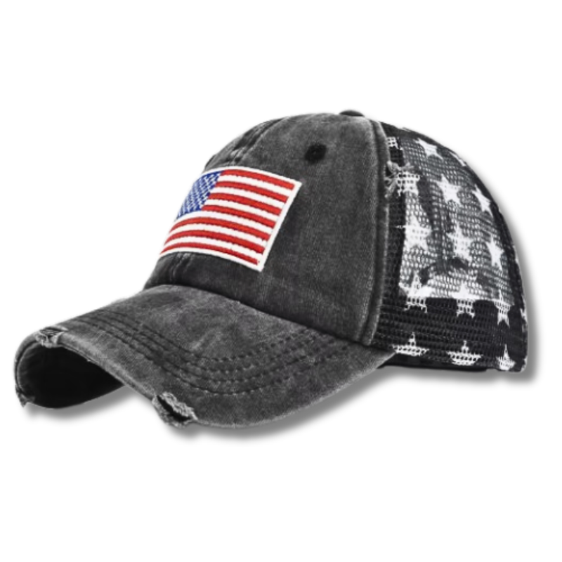 Fifth York Fifth York Cap Vintage USA Flag Trucker Black