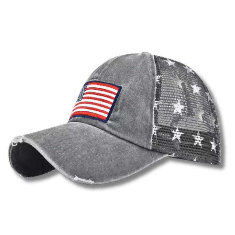 Fifth York Fifth York Cap Vintage USA Flag Trucker Grey