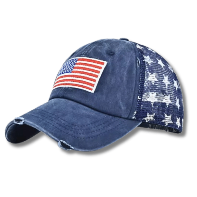 Fifth York Fifth York Cap Vintage USA Flag Trucker Navy Blue