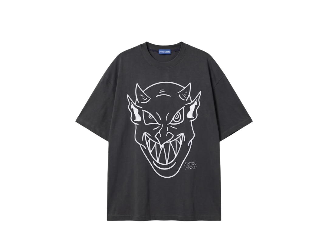 Fifth York Fifth York Devil Face Oversize Tee Blackish Grey