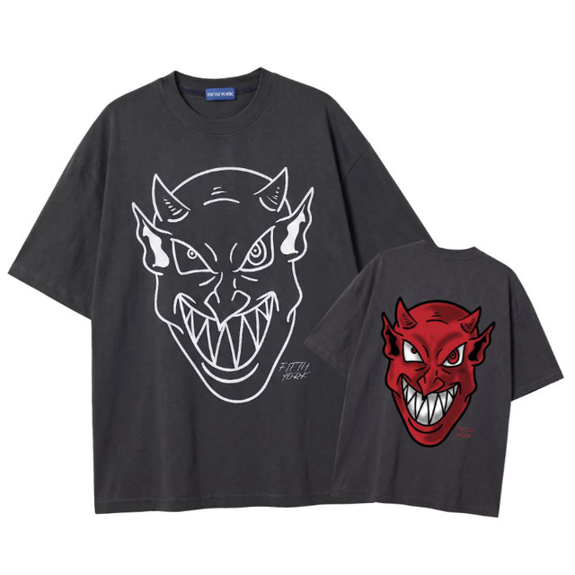 Fifth York Fifth York Devil Face Oversize Tee Blackish Grey - view 4
