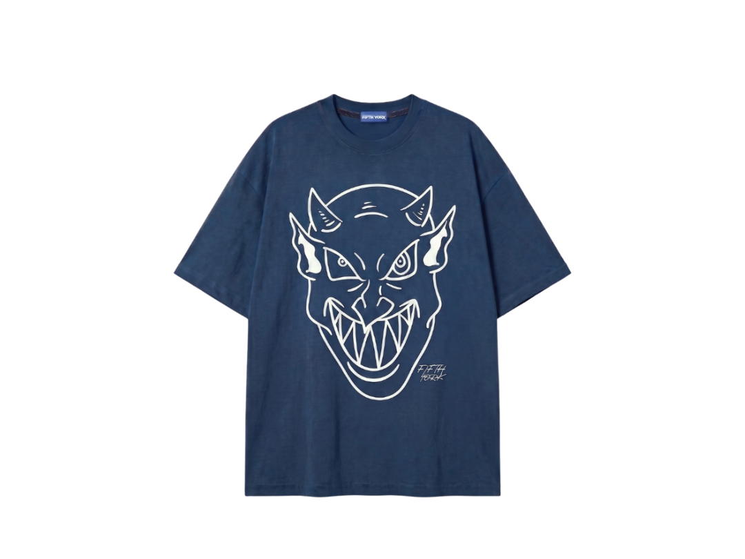 Fifth York Fifth York Devil Face Oversize Tee Navy blue