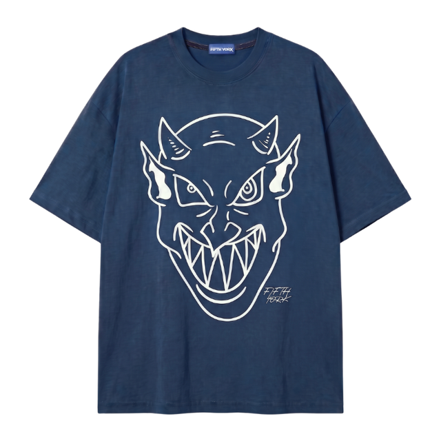 Fifth York Fifth York Devil Face Oversize Tee Navy blue - view 3