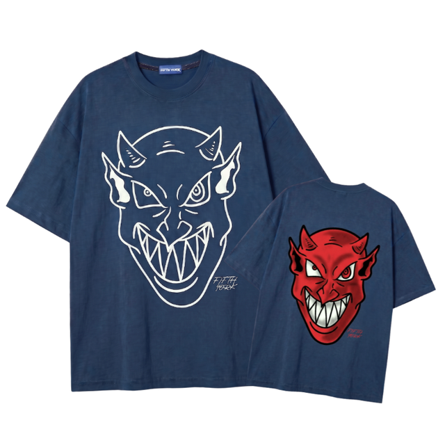 Fifth York Fifth York Devil Face Oversize Tee Navy blue - view 4