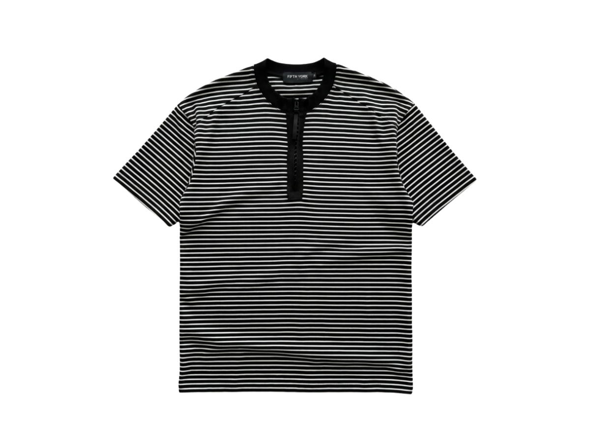 Fifth York FifthYork Oversized T-shirt Premium Zip Collar Black White