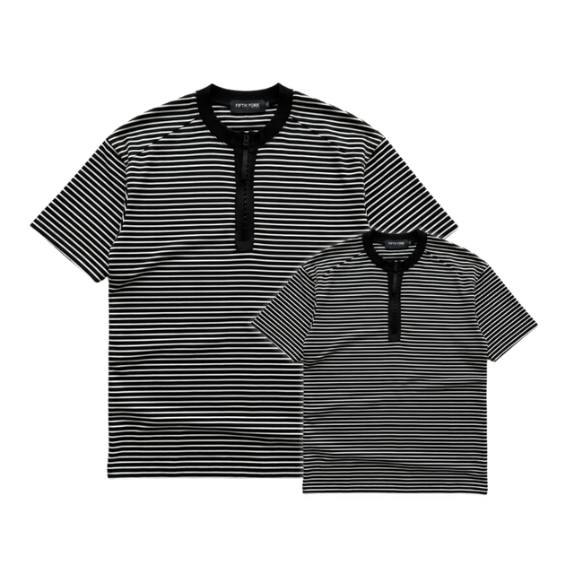 Fifth York FifthYork Oversized T-shirt Premium Zip Collar Black White - view 2