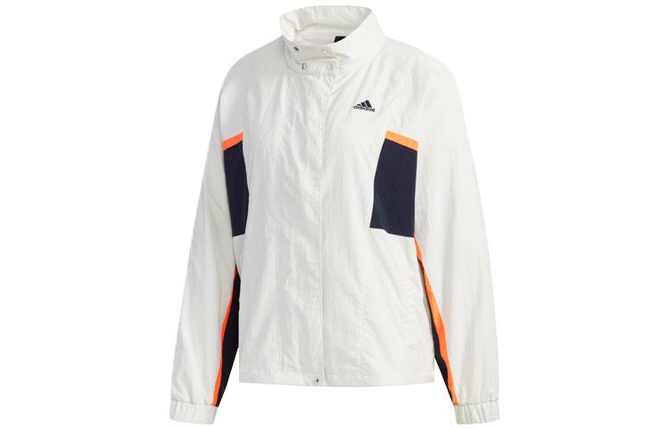 adidas Adidas Logo Printing Splicing Stand Collar Jacket Women's Track Gray