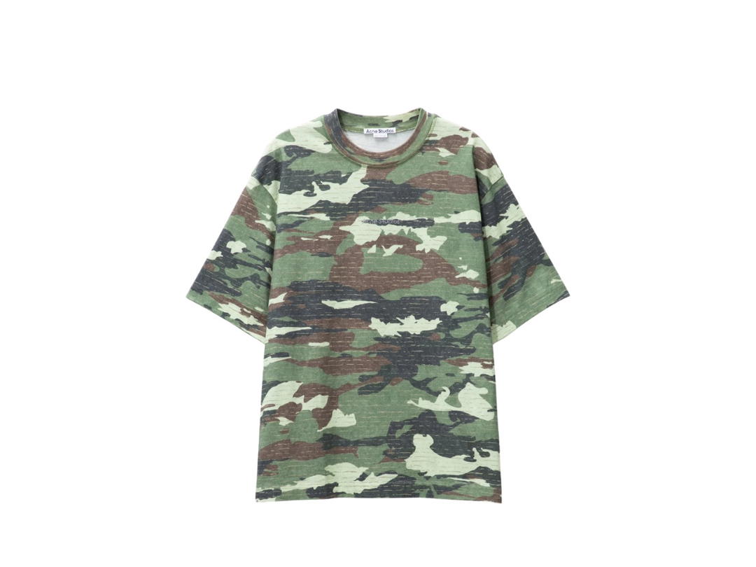 Acne Studios Acne Studios Print Logo T-Shirt Khaki Green