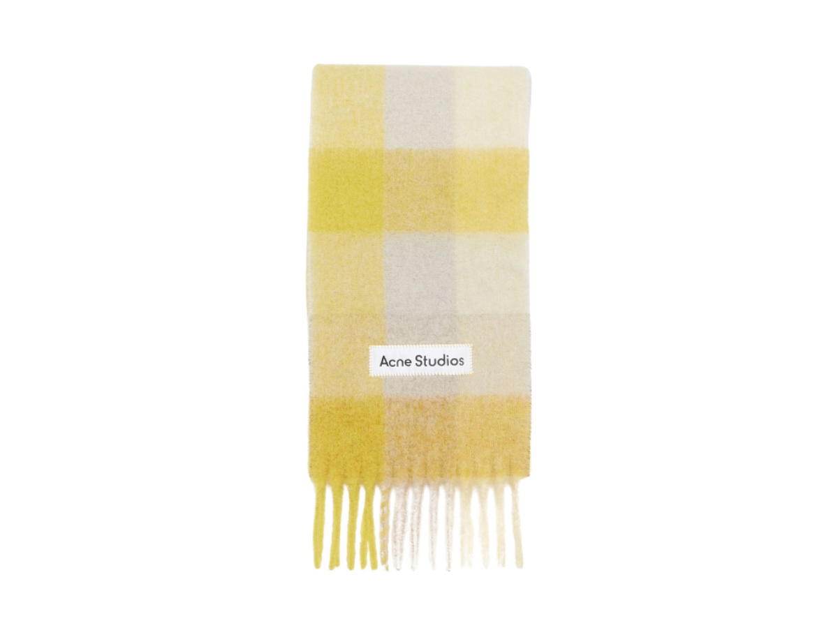 Acne Studios Acne Studios Mohair Checked Scarf Beige Yellow