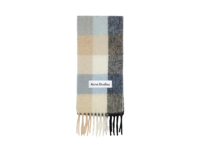 Acne Studios Acne Studios Mohair Checked Scarf Blue Beige Black - view 1