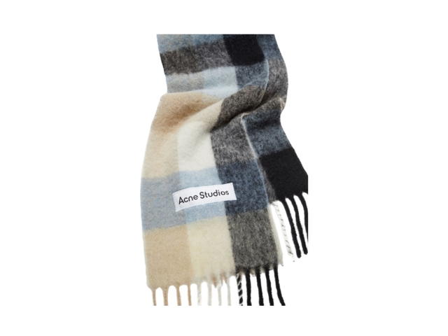Acne Studios Acne Studios Mohair Checked Scarf Blue Beige Black - view 2