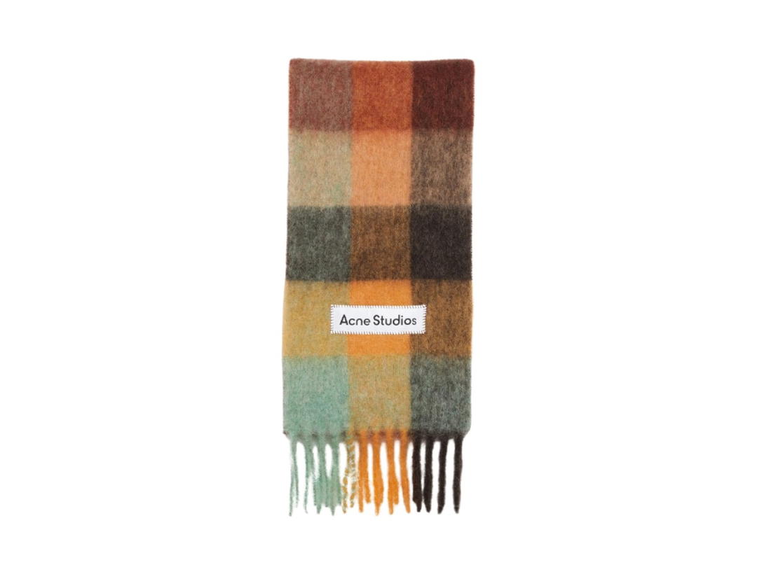 Acne Studios Acne Studios Mohair Checked Scarf Chestnut Brown
