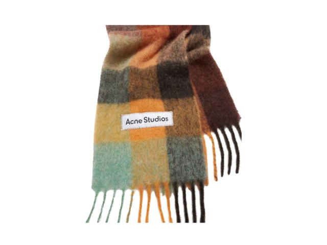 Acne Studios Acne Studios Mohair Checked Scarf Chestnut Brown - view 2