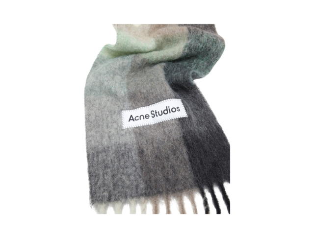 Acne Studios Acne Studios Mohair Checked Scarf Green Gray Black - view 2