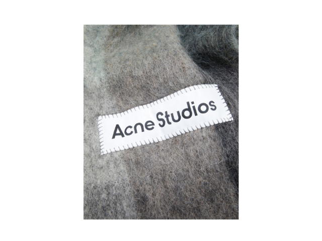 Acne Studios Acne Studios Mohair Checked Scarf Green Gray Black - view 3