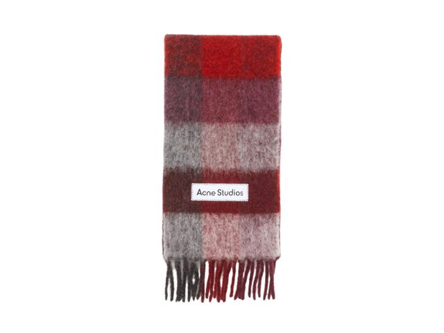 Acne Studios Acne Studios Mohair Checked Scarf Red Black - view 1