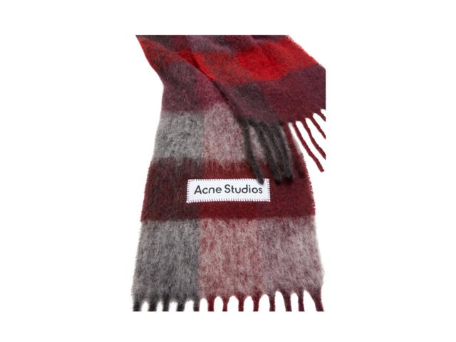 Acne Studios Acne Studios Mohair Checked Scarf Red Black - view 2