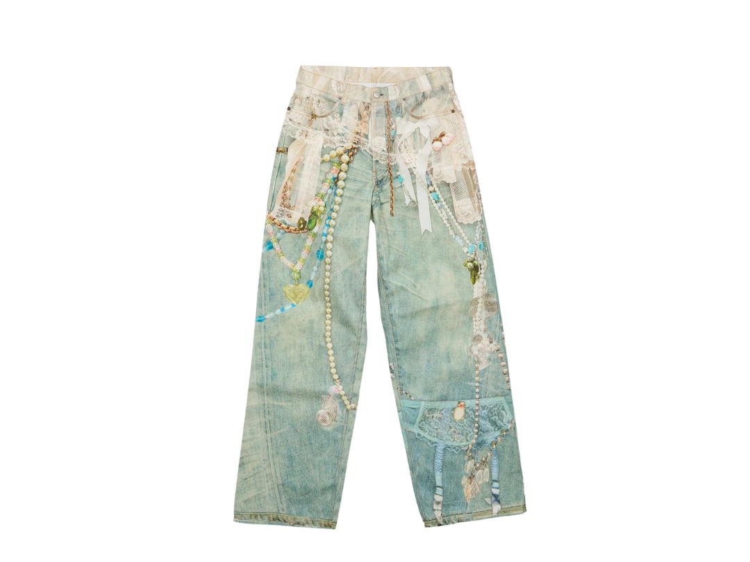 Acne Studios Acne Studios Cut Off Jeans White Green