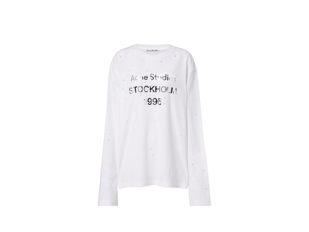 Acne Studios Acne Studios Embellished Logo Cotton And Hemp Jersey T-shirt White