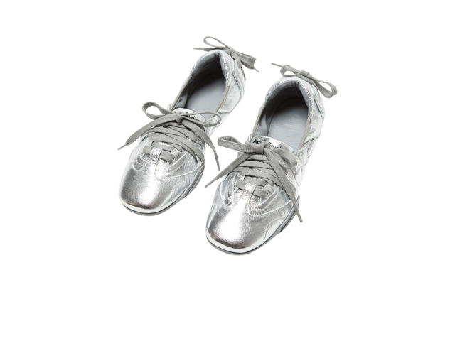 Acne Studios Acne Studios Lace-up Leather Shoes Silver Grey (Women's) - view 2