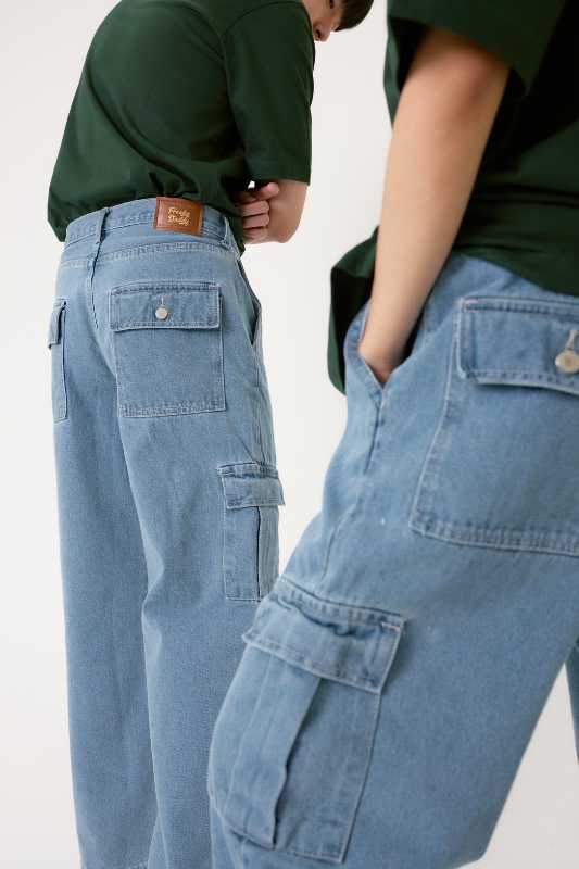 freakydaddyshop Sonny Jeans Cargo ขายาว สี Light Blue - view 3