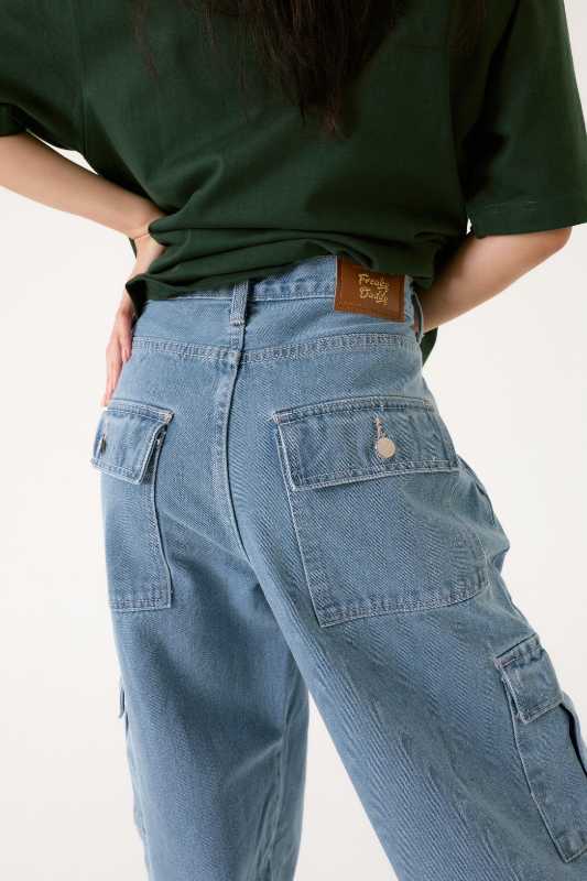 freakydaddyshop Sonny Jeans Cargo ขายาว สี Light Blue - view 4