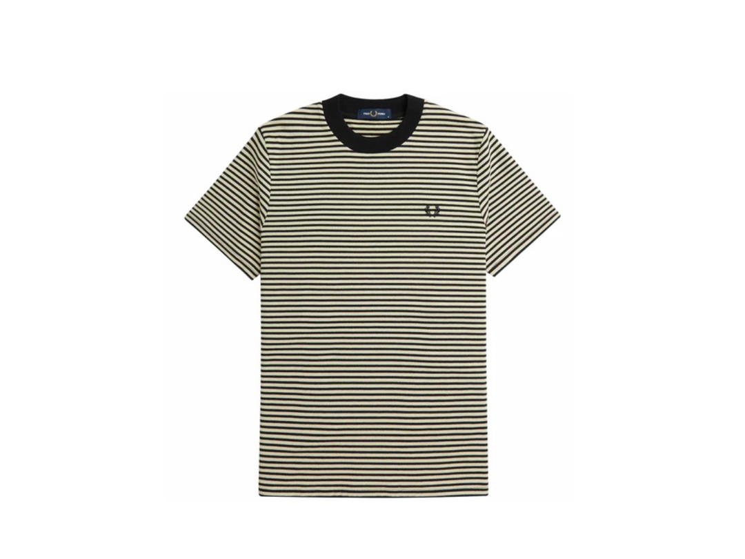 Fred Perry Fred Perry Fine Stripe Heavyweight T-Shirt Oatmeal