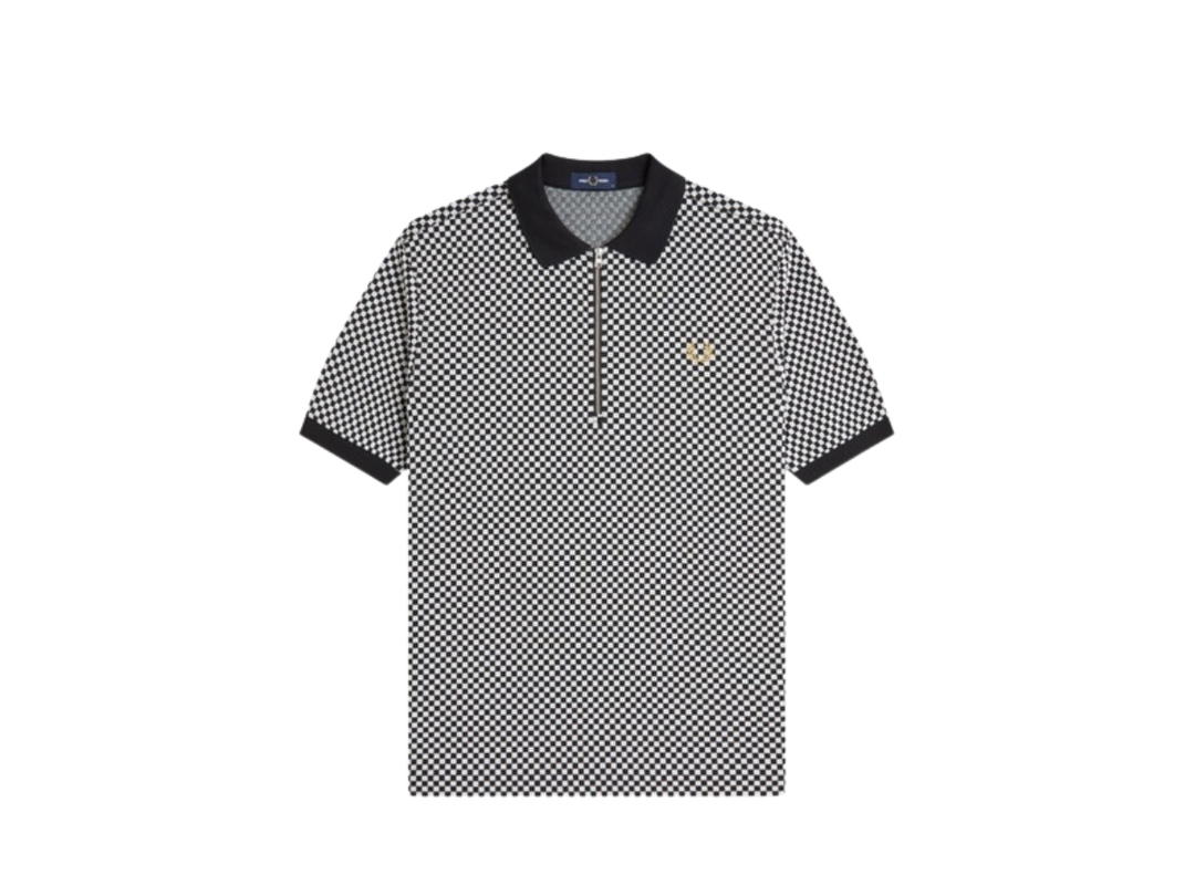 Fred Perry Fred Perry Chequerboard Polo Shirt Navy Blue