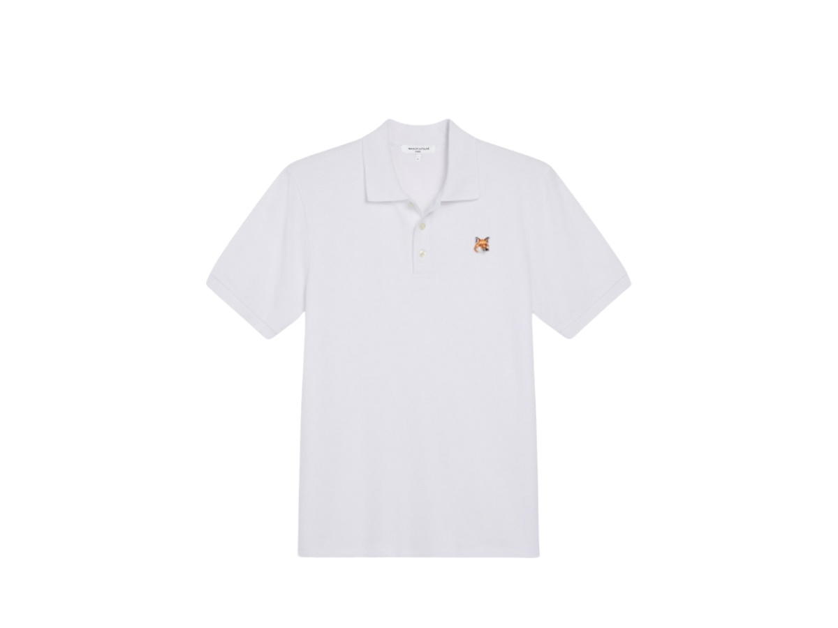 Maison Kitsune Maison Kitsune Fox Head Patch Classic Polo White