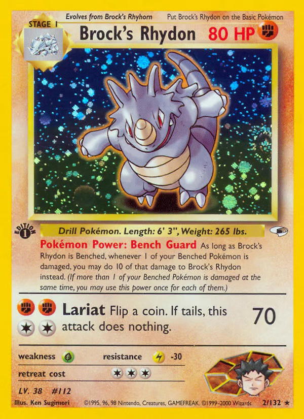 Pokemon Pokemon Brock's Rhydon H [G1 2/132] Gym "Gym Heroes" [FirstEditionHolo] (EN)