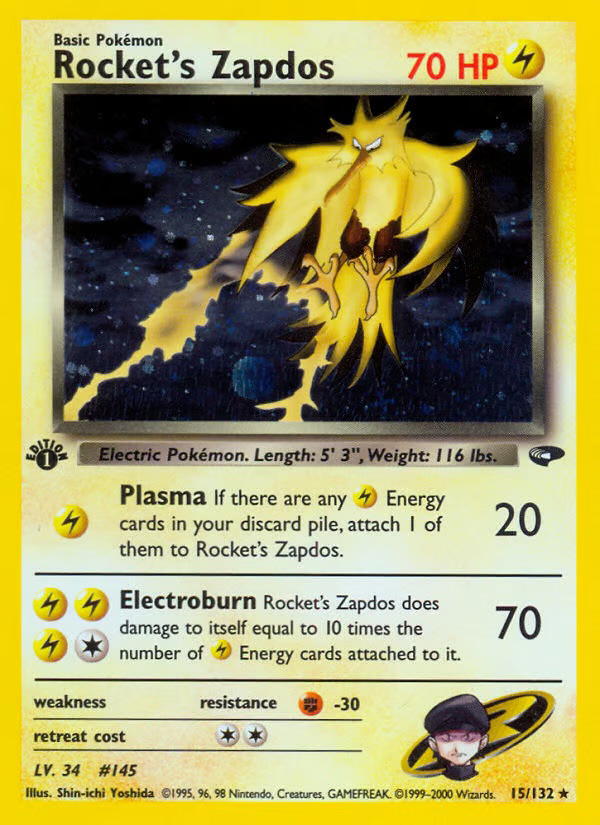 Pokemon Pokemon Rocket's Zapdos H [G2 15/132] Gym "Gym Challenge" [FirstEditionHolo] (EN)