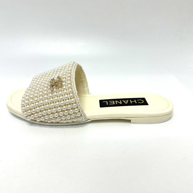 Chanel G46302B 25P Faux Pearl CC Mark Flat Sandals Mules ShoesSandals - view 5