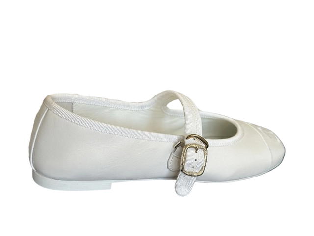 Chanel Chanel Mary Janes Leather Ballet Flats White (Women's) - view 1
