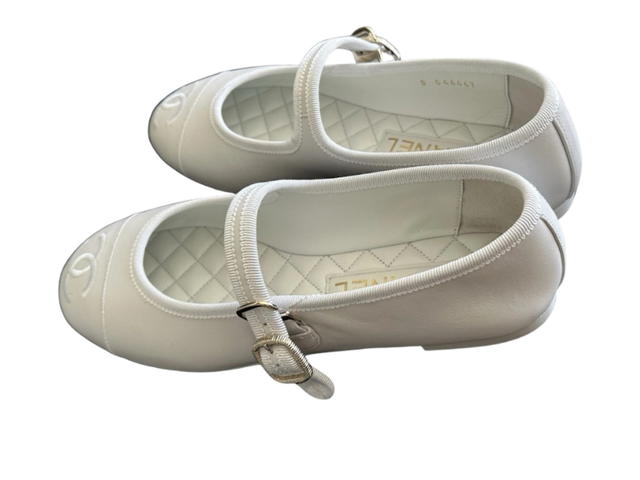 Chanel Chanel Mary Janes Leather Ballet Flats White (Women's) - view 2