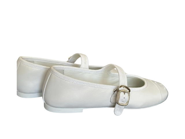 Chanel Chanel Mary Janes Leather Ballet Flats White (Women's) - view 3
