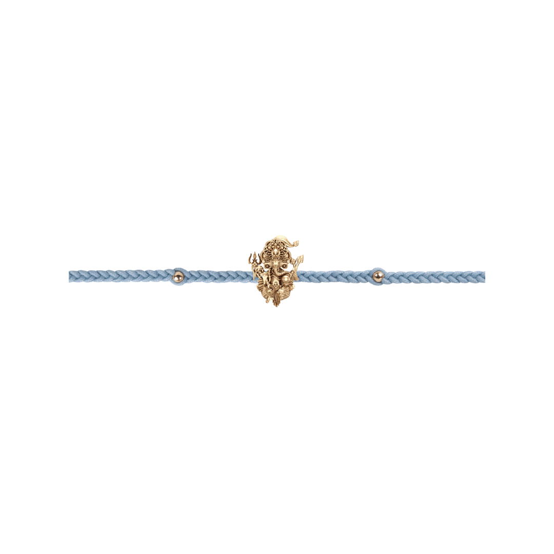 RAVIPA Ganesha Aishwarya Golden Gold Bracelet (Baby Blue)