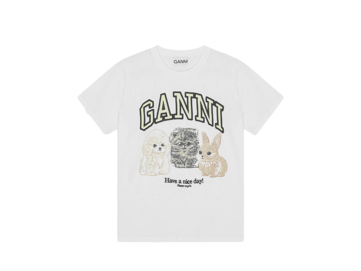Ganni Ganni Logo-print T-shirt White
