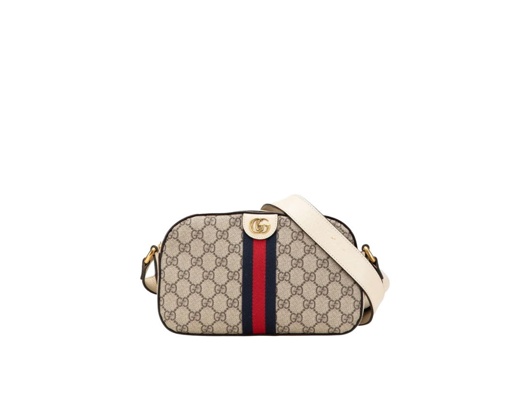 Gucci Gucci Small GG Supreme Textured Web Ophidia Camera Bag Crossbody Bag Beige