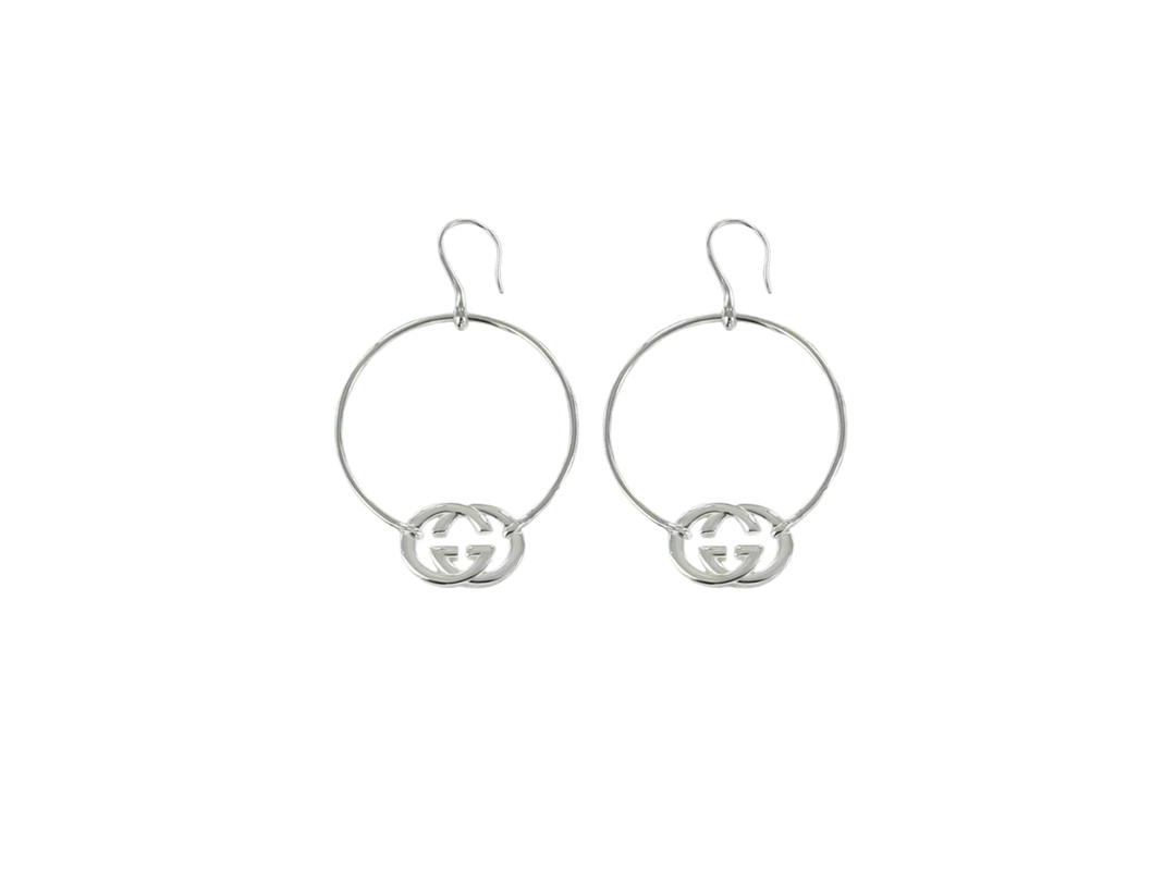 Gucci Gucci GG Logo Hoop Earrings Silver
