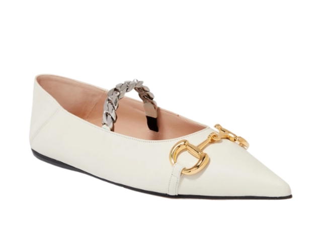 Gucci Gucci Horsebit Collapsable Ballet Flat In Leather White - view 2