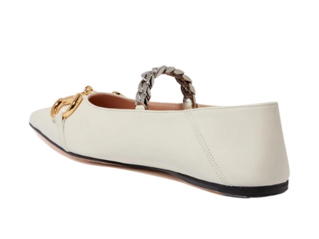 Gucci Gucci Horsebit Collapsable Ballet Flat In Leather White - view 3