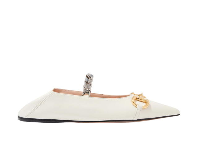 Gucci Gucci Horsebit Collapsable Ballet Flat In Leather White - view 4